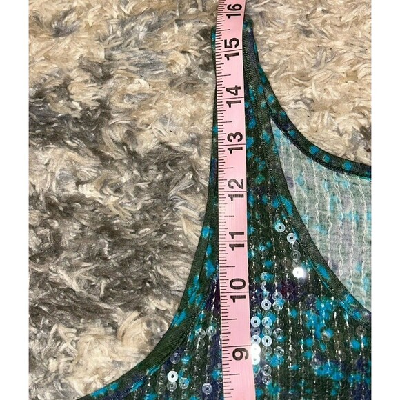 Vintage Free People Womens Oversized S Tank Sequins Crop Swing Blue Barbiecore - Picture 3 of 6
